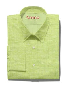 Buy Arvind linen shirt fabric Tea Green