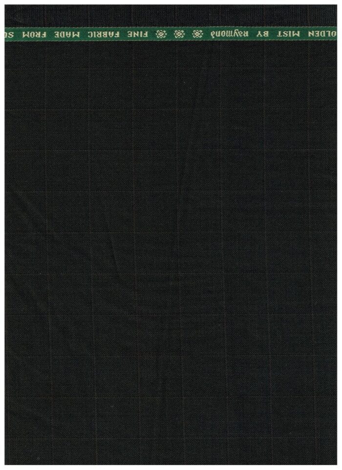 Raymond Self checks Green polywool Suiting Fabric